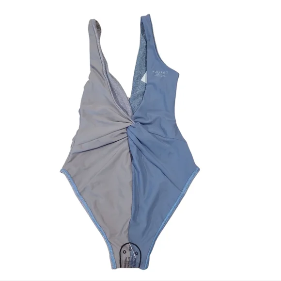 Free People × Juillet Olivia Plunging Neckline One-Piece Metallic Swimsuit Sz XS - Picture 9 of 11